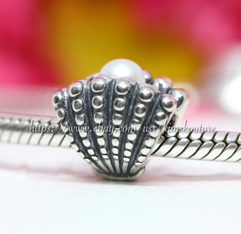 Auténtico encanto de playa Pandora concha de perla blanca 791134P Foto 2 de 3