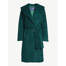 Bnwot Scoop Dark Green Faux Fur Teddy Fuzzy Coat W/ Shawl Collar Size Xl/16-18