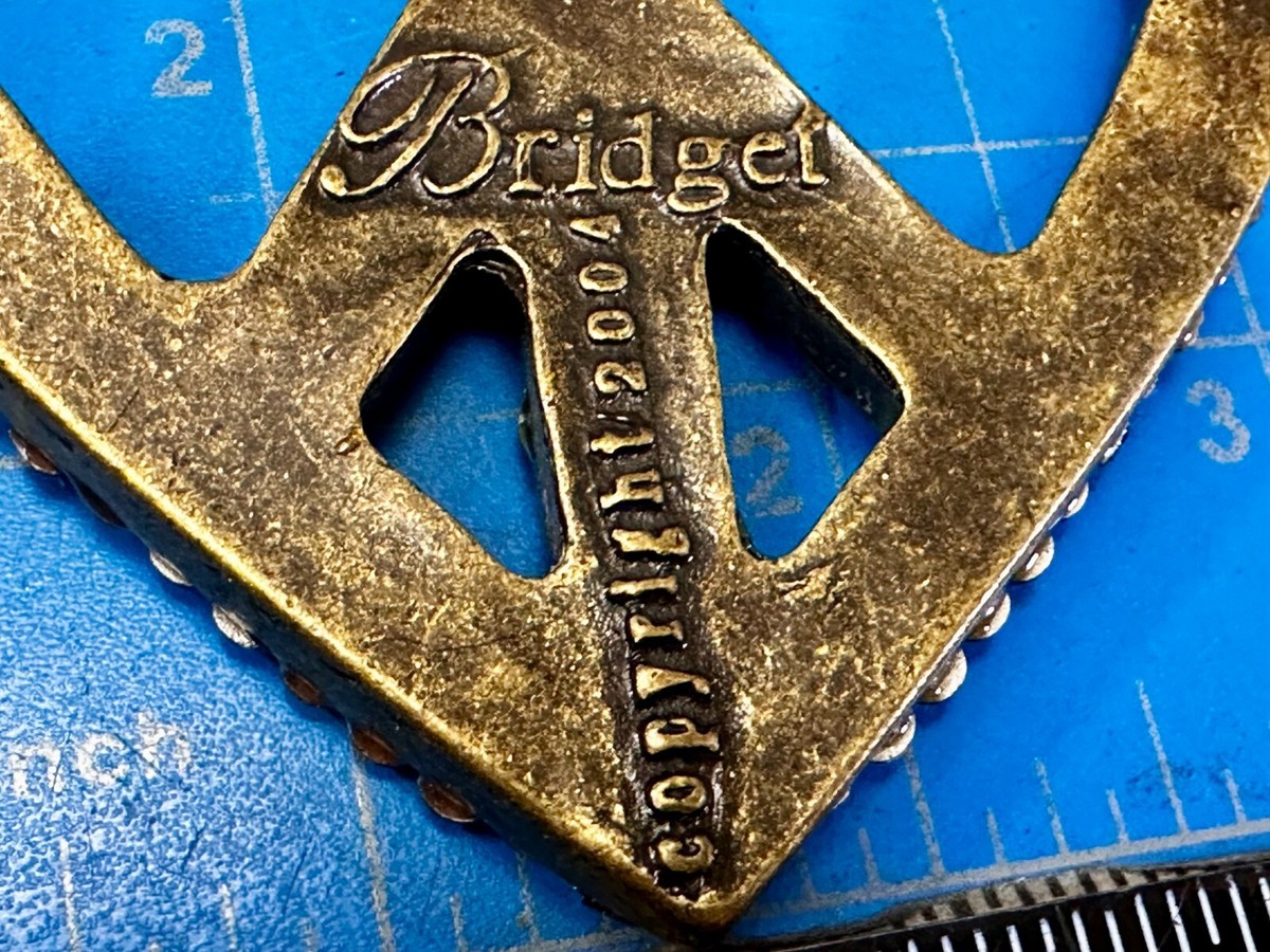 Vintage Style Bronze Belt Buckle with Rhinestone Peace Heart, NWOT Silver Vintage Heart • 3592 PU LEATHER Length: 96cm / Width  main image 4