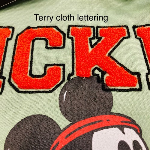 MICKEY MOUSE TENNIS HOODIE light green red texture logo Disney UNISEX ADULT LRG - Picture 5 of 10