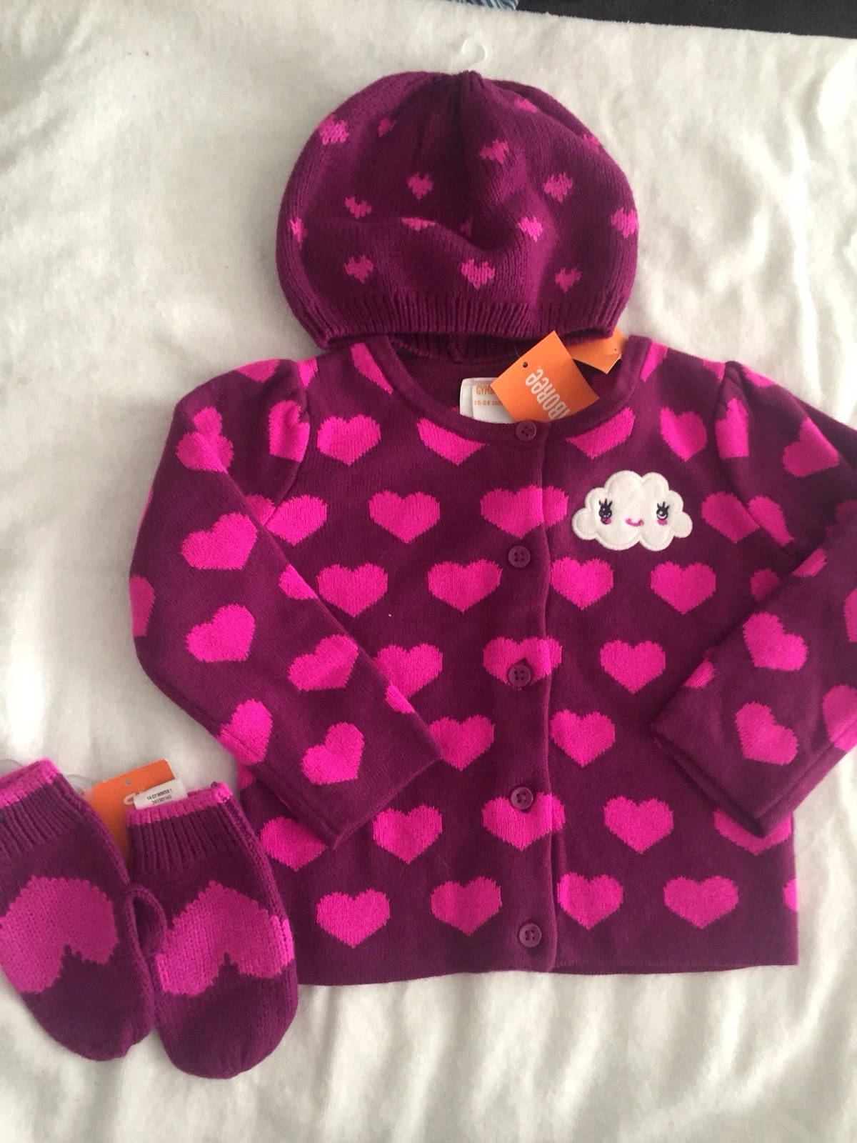 Gymboree Baby Girl 18-24m Sweater,hat,mittens Set NWT Lot Of 3