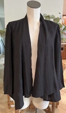 Chicos Womens 2 Black Open Front Long Sleeve Waterfall Blazer Unlined KK