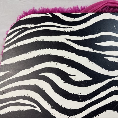 Rare Zebra Pattern Lap Desk Pink Fluffy Plush Base Laptop Tray / Art Tray Vtg. - 第 10/15 張圖片