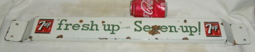 VINTAGE 1950 7 UP SODA PORCELAIN STEEL DOOR PUSH STORE BAR ART ADVERTISING SIGN - Picture 9 of 10