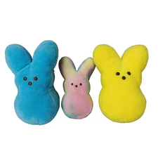 Peeps Bunny Plush Lot Yellow Blue Tie Dye Stuffed Easter Toys