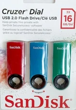 NEW SanDisk 3 X 3-Pack Cruzer Dial 16GB USB 2.0 Flash Drives  (TOTAL 9)