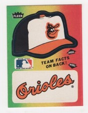 1984 FLEER BASEBALL TEAM HAT & NAME LOGO STICKER BALTIMORE ORIOLES