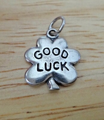 Sterling Silver 17x13mm 4 Leaf Clover say Good Luck Irish Charm