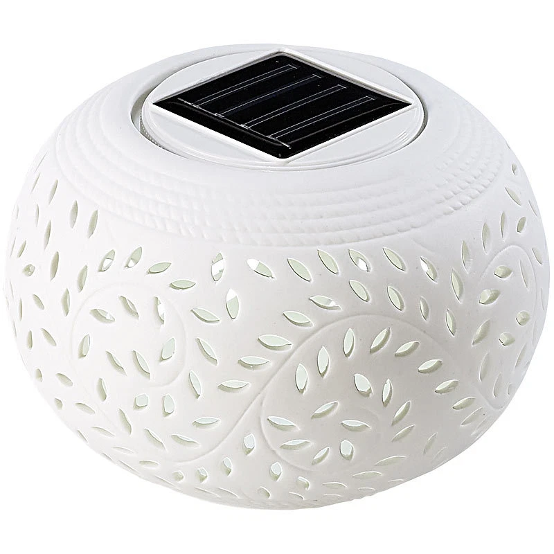 Lunartec 3er-Set Solar-Dekoleuchten aus Porzellan, mit Farbwechsel / warmweiß - Bild 4 von 4