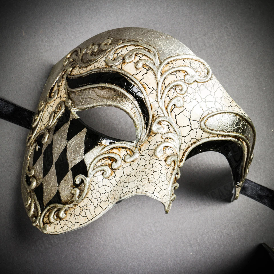 Phantom of The Opera Matching Couple's SILVER RED Theme Masquerade Party Masks - Image 2 of 3