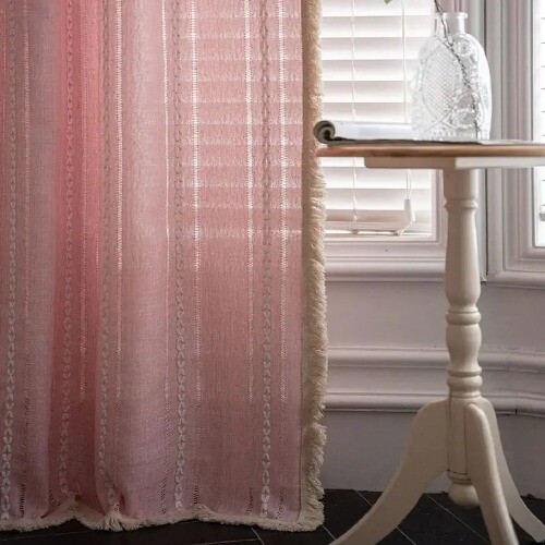 Sage Green Boho Curtains for Bedroom Living Room Cute Textured Window Curtain - Picture 24 of 36