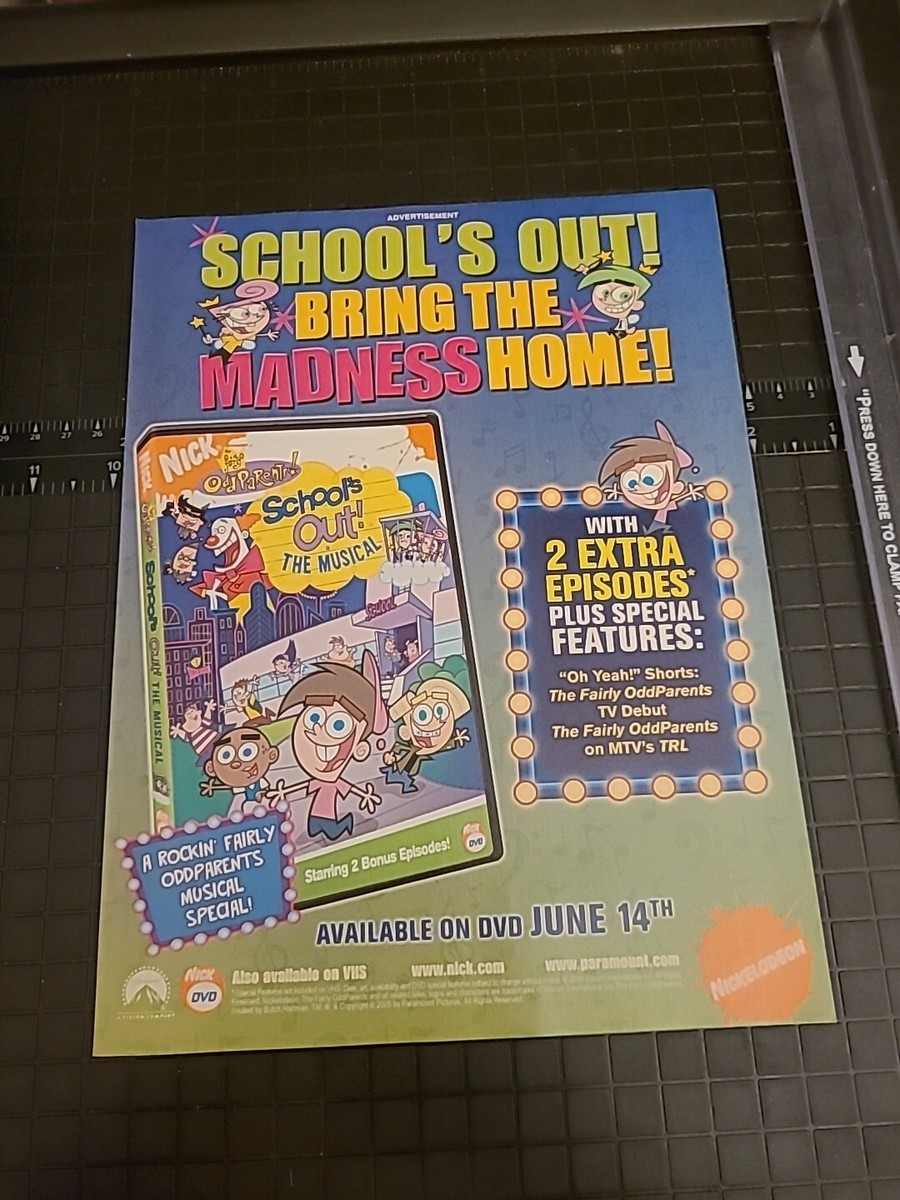 Fairly Odd Parents School's Out Musical DVD Print Ad 2004 8x11