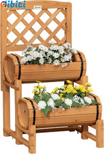  Fioriera Da Esterno Verticale a Mezza Botte, Fioriera Rialzato Con Grigliato in