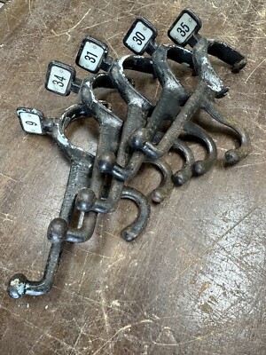 Vintage Cast Iron Numbered School Coat Hooks UK