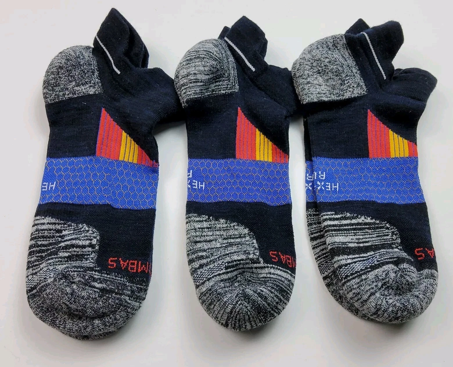 Bombas Hex-Tec Run Running Athletic Ankle Socks Lot Of 3 Size L