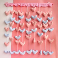 Sweet Fluffy Puff Heart Shaped Curtain Divider Party Japanese Sweet Cute