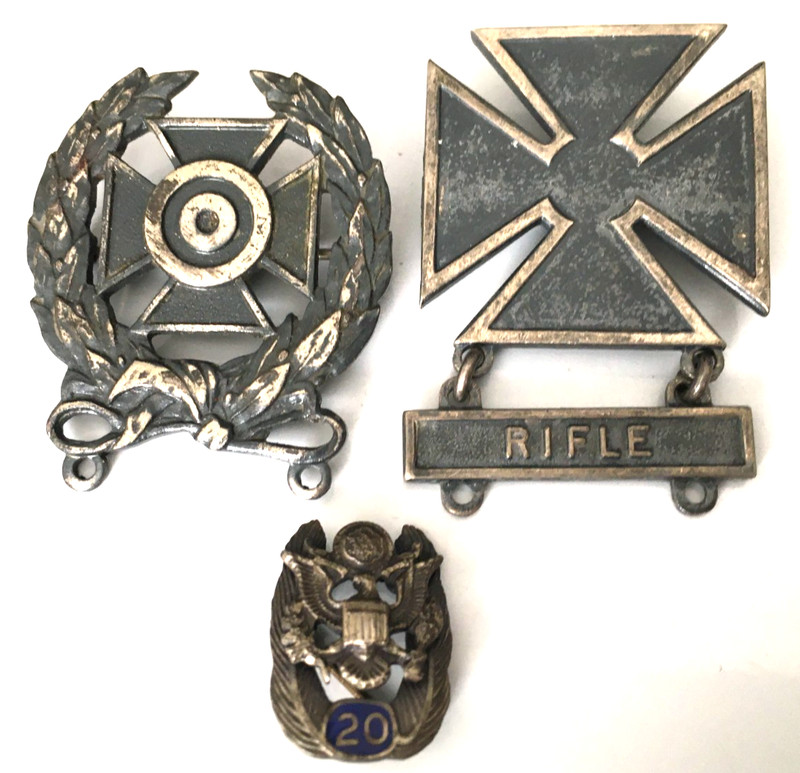 22g Vintage Brooch Pin MARKED 925 STERLING SILVER Military Rifle Badge Lot