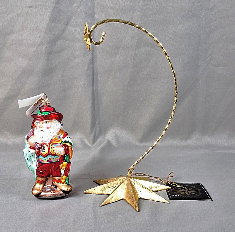 Christopher Radko Cowboy Santa Christmas Ornament w/ Stand & Box