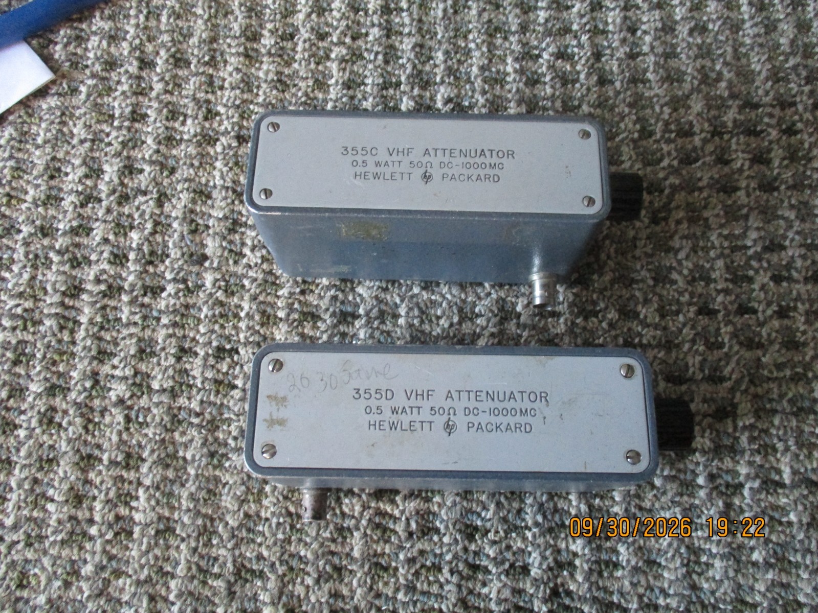ONE SET OF VHF HP ATTENUATOR'S DC TO A GIG. 0 TO 120 AND 0 TO 10 355C&D