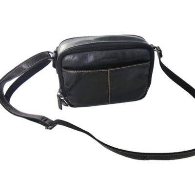 NWOT. Jack George's Black Leather Crossbody Bag for Men. Everyday Carry.