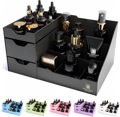 Uncluttered Designs Large Black Vanity Organizer - Countertop Mens Organizer wit