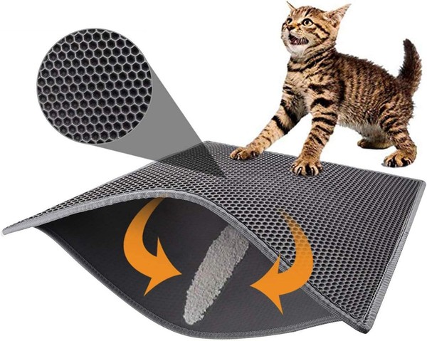 Pieviev Katzenklo Matte, Katzenstreu Matte Katzenklo Unterleger Waben Design-image