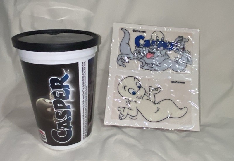 1995 vintage casper pizza hut create your scene plastic cup With Stickers Lid