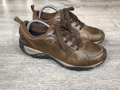 Merrell Dark Earth Mens Size 10 Performance Shoes  Brown Leather Hiking Walking
