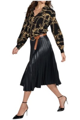 IMAN Global Chic Women's Printed Blouse Black/Gold