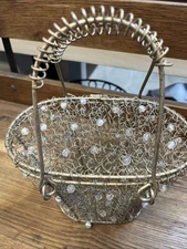 Silver Wire cage purse with beads. 