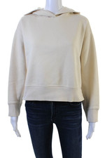 Zara Women Pullover Hoodies Beige Cotton Elastane Long Sleeve Size S