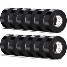 COLOGO 12 Pack Black Electrical Tape Waterproof, 3/4 in x 66ft, Industrial Grade