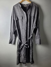 Modern Rarity Women Size 20 Grey Shimmer Midi Shirt Dress Casual Smart Belt
