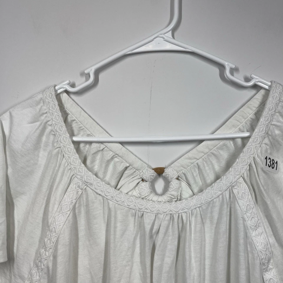 NEW prAna Kiki Top Womens XL Ivory Peasant Boho Shirt Organic Cotton Wooden Ring - Image 3 of 4