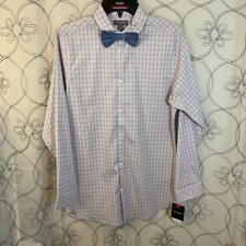 Boys Van Heusen Button Dress Shirt With Bow tie Lt Purple/Blue Size Lg 14/16