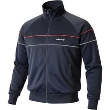 VINTAGE 80s Adidas ATP Tennis Track Jacket Blokecore Navy Blue Red Piping Large