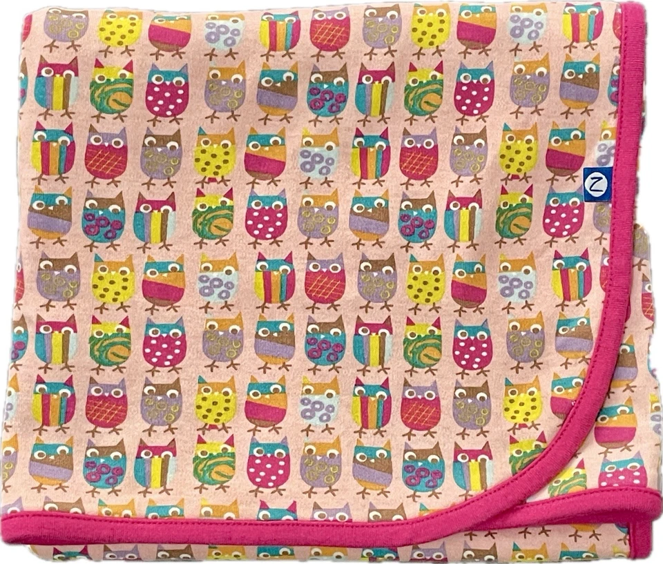 Cobertor Ingredano rosa algodão coruja pássaro bebê menina arco-íris multicolorido recebimento - Imagem 3 de 4