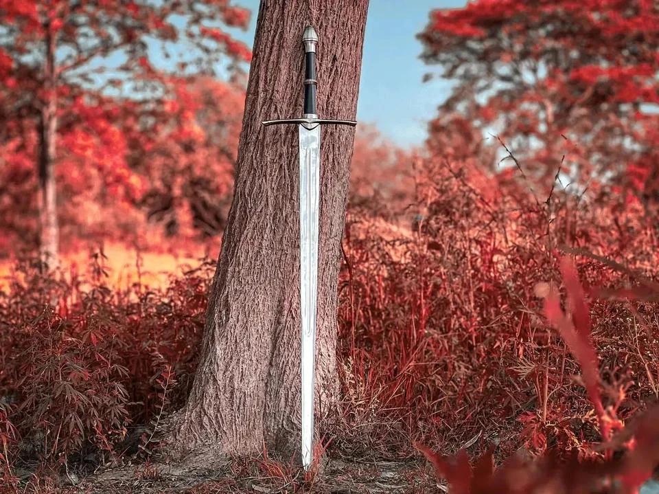 Espada vikinga de acero inoxidable forjada a mano hecha a mano, espada medieval lista para la caza Foto 3 de 4