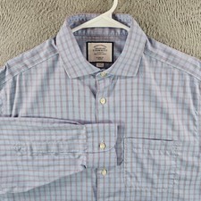 Charles Tyrwhitt Mens 16.5 35 Classic Fit Non-Iron Blue Check Dress Shirt Pocket