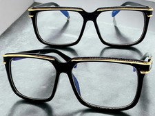 Mens Classy Elegant Retro Hip Hop Clear Lens EYE GLASSES Square Black Gold Frame