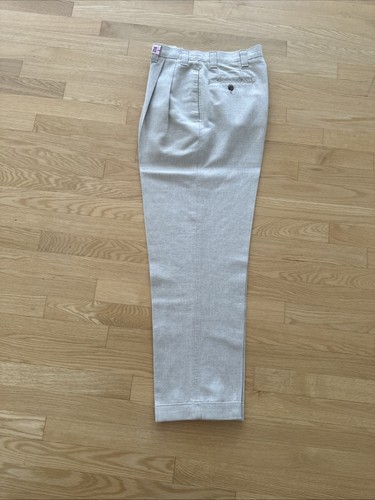 Men’s DOCKERS Linen Cotton Blend Double Pleated Trousers Ivory 31x32 - Picture 2 of 3