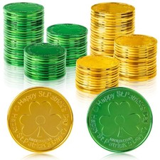 LOJAYUVE St Patricks Day Gold Coins, 56-Pack 28 Green 1.38In, and