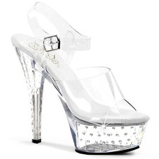 Pleaser Rhinestone Platform Stiletto Ankle Strap Sandal High Heels Stardust 608