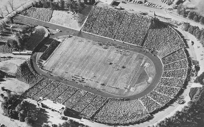 1961 Rutgers Stadium NJ Aerial View Columbia game Nov 25 Mint Postcard N08