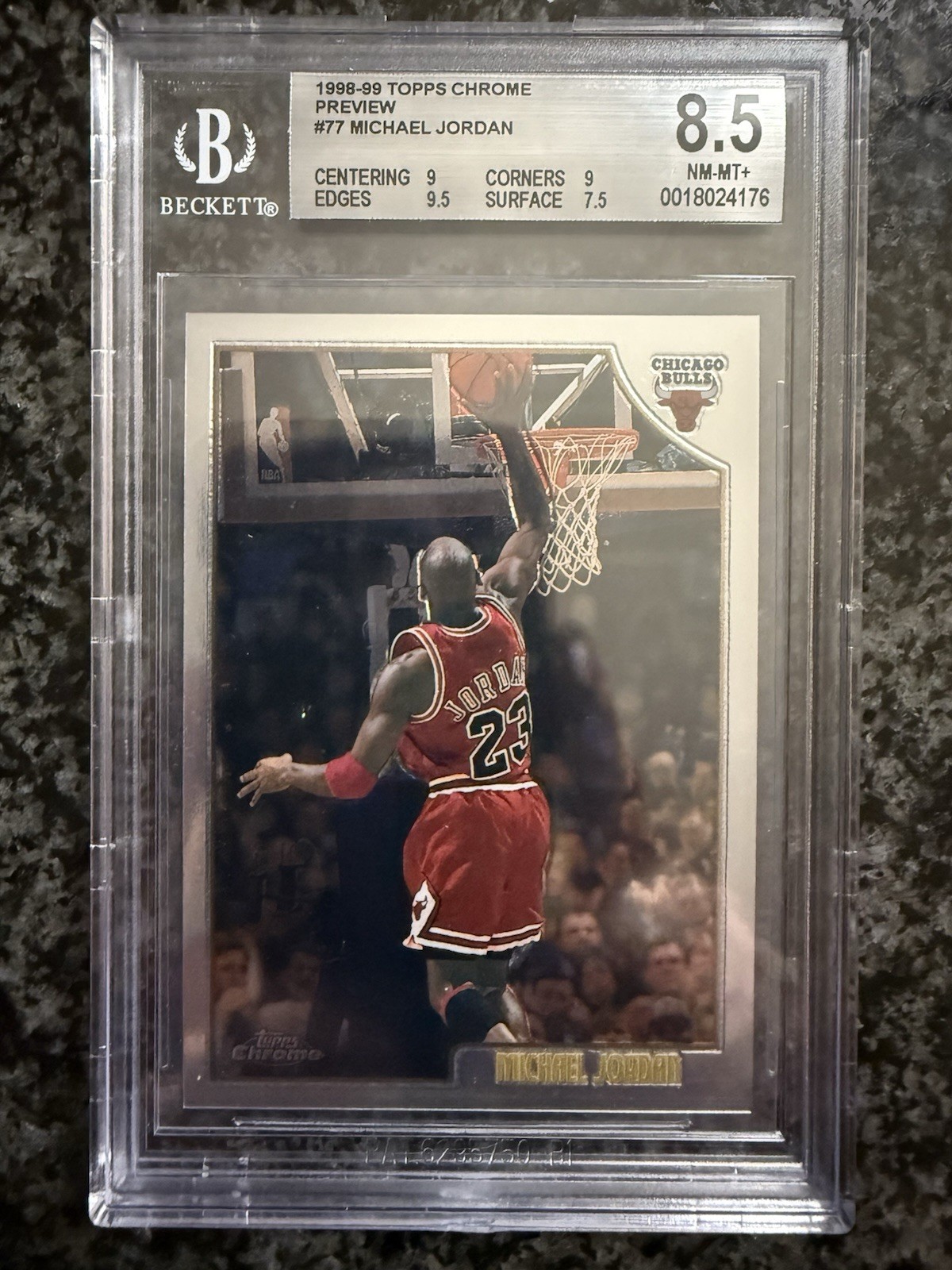 1998 TOPPS CHROME PREVIEW #77 MICHAEL JORDAN BGS 8.5 Chicago Bulls, MJ, #23, HOF