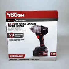 NEW Hyper Tough 20V Max Brushless 1/2" Impact Wrench+4.0Ah+550ftlb+60746 ✅
