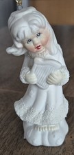 Bisque ceramic painted angel Christmas ornament