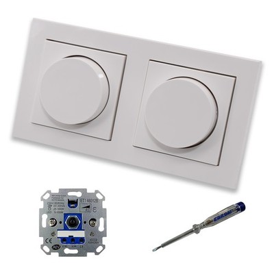 REV Ritter (2x) LED Dimmer + Gira 065003 in E2 reinweiß  im 2-fach Rahmen