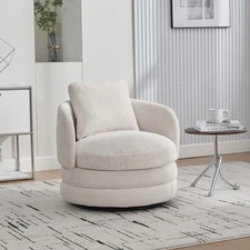 Modern Round 360° Swivel Barrel Accent Chair Barrel Armchair Single Club Chair