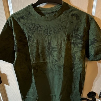 Affliction Jump S Tee Graphic Jersey T-Shirt Green Men's L Short Sleeve
